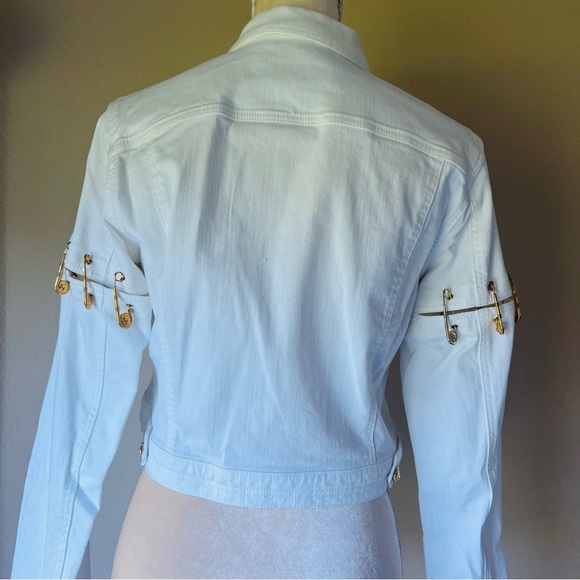 Rare! Versus Versace White Denim Jacket with Gold Lion Buttons, Sz 44 NWOT - Picture 9 of 16
